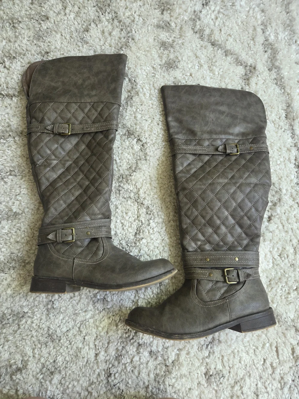 JustFab Titania Wide Calf Flat Boot Taupe